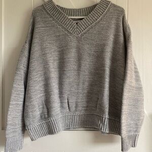 American Eagle Outfitters Gray V-Neck Sweater